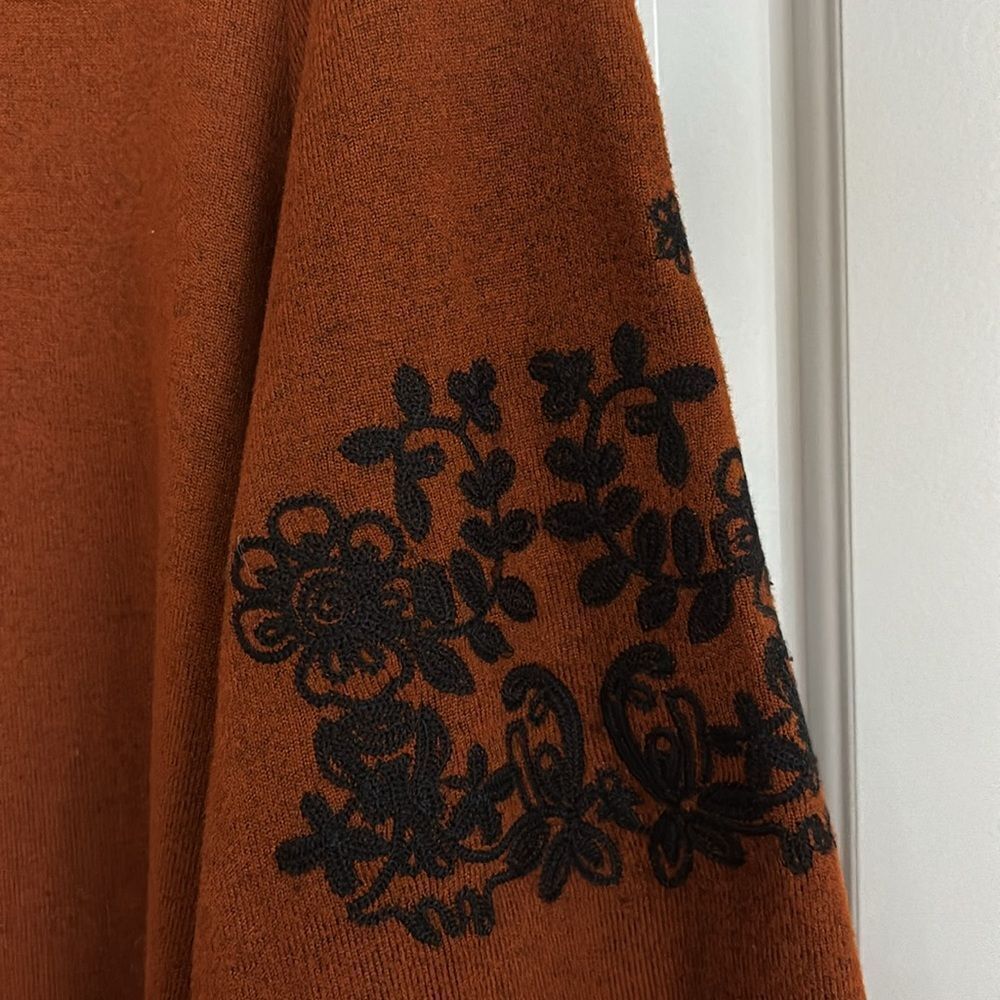 rust Tunic sweater Shirt Embroidered Black Bell Sleeves‎ XXL NWT Rod’s Western - Picture 6 of 9